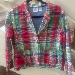 Preppy vintage madras cotton lightweight blazer S